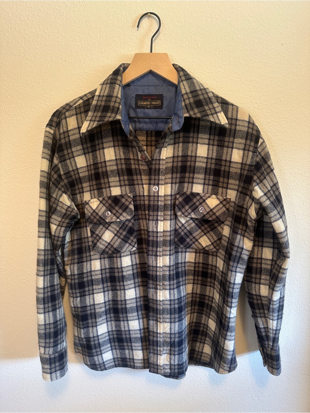 Country Road Men's Navy and White Plaid Button-Up Shirt